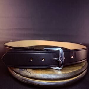 Dutyman Dress Belt Size 40" Plain Leather 1511 Nickel Black (Broken Inner Snap)